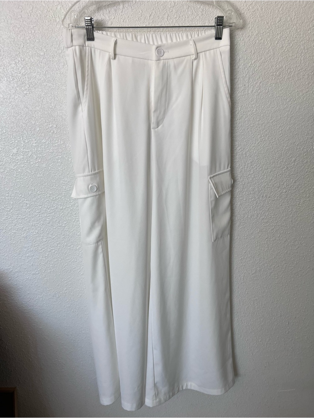 Wide Leg Cargo Pants in Cream Sz 12